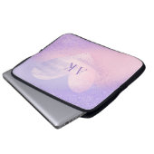 Monogramm Lila rosa strahlender Herzschlauch Laptopschutzhülle (Vorne Knopf)