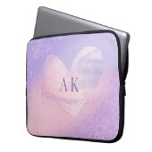 Monogramm Lila rosa strahlender Herzschlauch Laptopschutzhülle (Vorderseite Links)