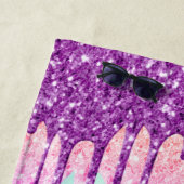 Monogramm lila-rosa-Tropfen Strandtuch (Beispiel)