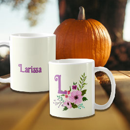 Monogramm Lila, rosafarbener Individuelle Name Kaffeetasse