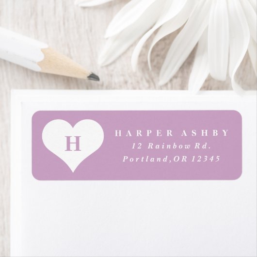 Monogramm Lila Rücksendeadresse des Herzens (Insitu)