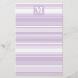 Monogramm lila Streifen Briefpapier