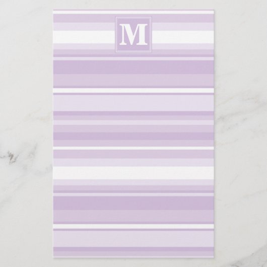 Monogramm lila Streifen Briefpapier (Vorderseite)