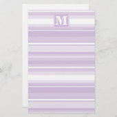 Monogramm lila Streifen Briefpapier (Vorne/Hinten)