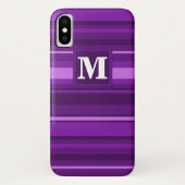 Monogramm lila Streifen Case-Mate iPhone Hülle (Rückseite)