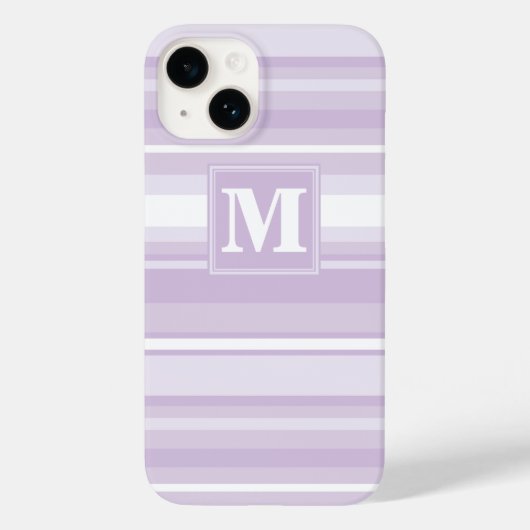 Monogramm lila Streifen Case-Mate iPhone Hülle (Rückseite)