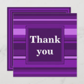 Monogramm lila Streifen Dankeskarte (Vorne/Hinten)