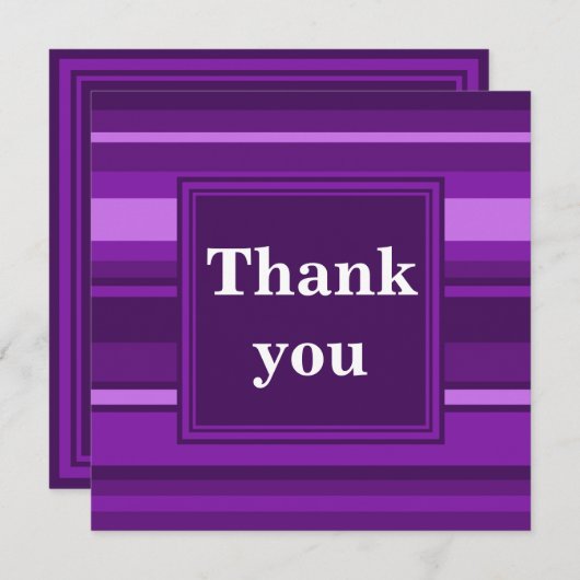 Monogramm lila Streifen Dankeskarte (Vorne/Hinten)