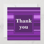 Monogramm lila Streifen Dankeskarte (Vorderseite)