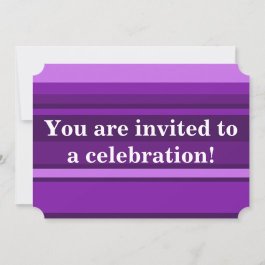 Monogramm lila Streifen Einladung (Vorderseite)
