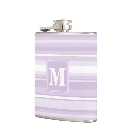 Monogramm lila Streifen Flachmann (Links)