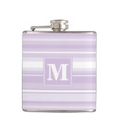 Monogramm lila Streifen Flachmann (Vorderseite)