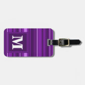 Monogramm lila Streifen Gepäckanhänger (Vorderseite horizontal)