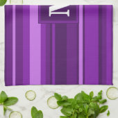 Monogramm lila Streifen Geschirrtuch (Gefaltet)