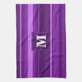 Monogramm lila Streifen Geschirrtuch (Vertikal)