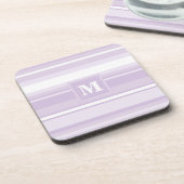 Monogramm lila Streifen Getränkeuntersetzer (Linke Seite)