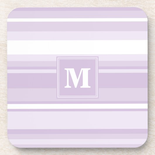 Monogramm lila Streifen Getränkeuntersetzer (Vorderseite)