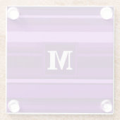 Monogramm lila Streifen Glasuntersetzer (Rückseite)