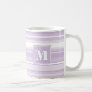 Monogramm lila Streifen Kaffeetasse