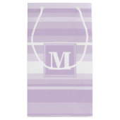 Monogramm lila Streifen Kleine Geschenktüte (Rückseite)