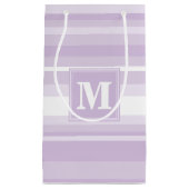 Monogramm lila Streifen Kleine Geschenktüte (Vorderseite)