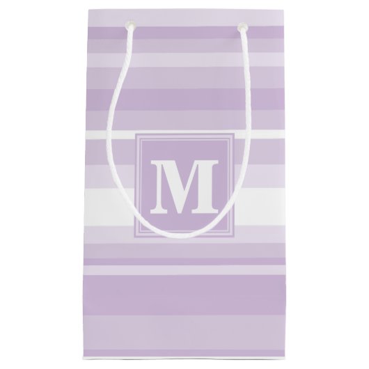 Monogramm lila Streifen Kleine Geschenktüte (Vorderseite)