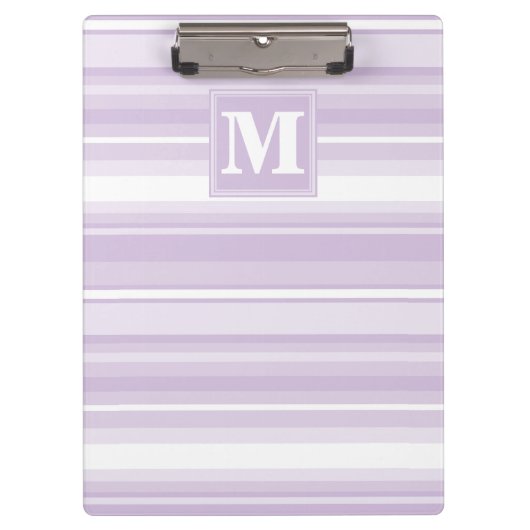 Monogramm lila Streifen Klemmbrett (Vorderseite)