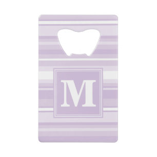 Monogramm lila Streifen Kreditkartenflaschenöffner