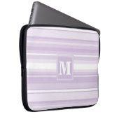 Monogramm lila Streifen Laptopschutzhülle (Vorne Rechts)