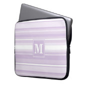 Monogramm lila Streifen Laptopschutzhülle (Vorderseite Links)