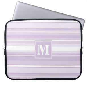 Monogramm lila Streifen Laptopschutzhülle