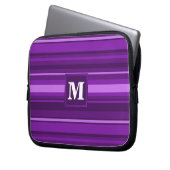 Monogramm lila Streifen Laptopschutzhülle (Vorderseite Links)