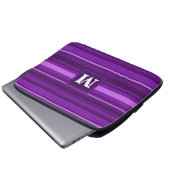 Monogramm lila Streifen Laptopschutzhülle (Vorne Knopf)