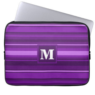 Monogramm lila Streifen Laptopschutzhülle