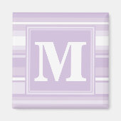 Monogramm lila Streifen Magnet (Vorne)