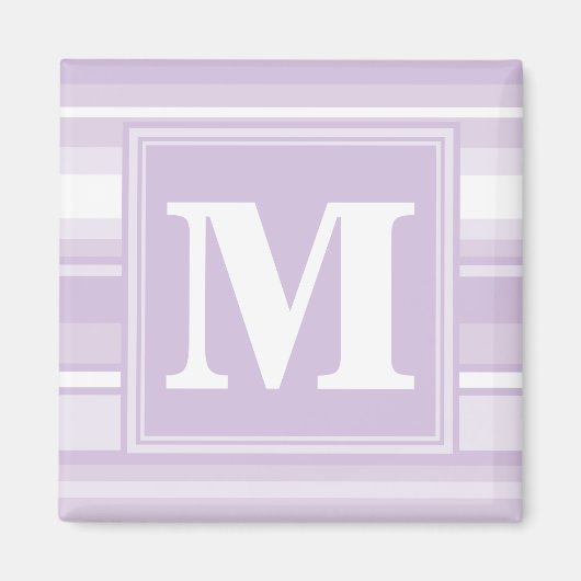 Monogramm lila Streifen Magnet (Vorne)