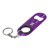 Monogramm lila Streifen Mini Flaschenöffner (Vorderseite Schrägansicht)