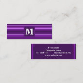 Monogramm lila Streifen Mini Visitenkarte (Vorne/Hinten)