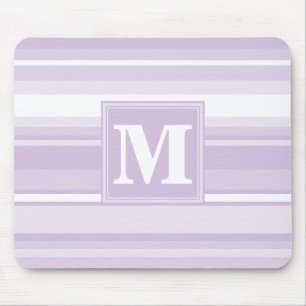 Monogramm lila Streifen Mousepad