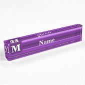 Monogramm lila Streifen Namensplakette