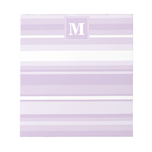 Monogramm lila Streifen Notizblock (Vorderseite)