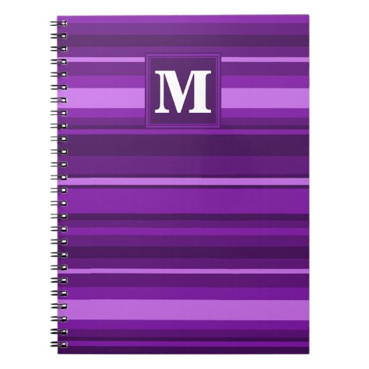 Monogramm lila Streifen Notizblock (Vorderseite)
