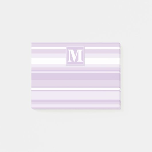 Monogramm lila Streifen Post-it Klebezettel (Vorderseite)