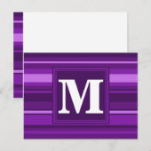 Monogramm lila Streifen Postkarte (Vorne/Hinten)