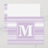 Monogramm lila Streifen Postkarte (Vorne/Hinten)