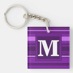 Monogramm lila Streifen Schlüsselanhänger