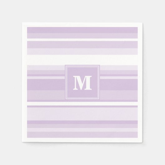 Monogramm lila Streifen Serviette (Vorderseite)