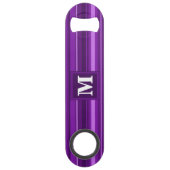 Monogramm lila Streifen Speed Flaschenöffner (Vorderseite)