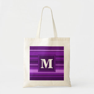 Monogramm lila Streifen Tragetasche
