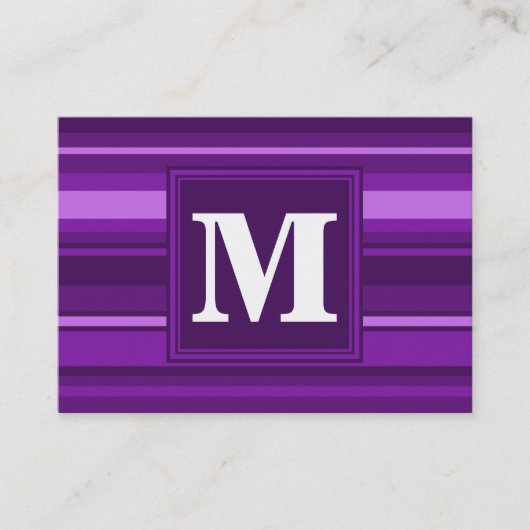 Monogramm lila Streifen Visitenkarte (Vorderseite)